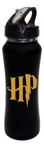 Termo Pitillo Harry Potter Hp Botilito Aluminio Negro 650ml