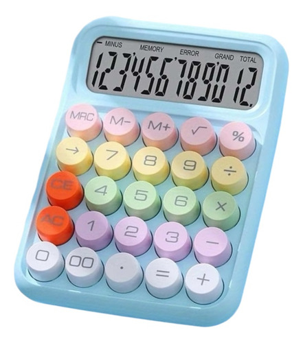 Calculadora Estilo Retrô Colorida Teclado Mecânico Escolar Cor Azul-celeste