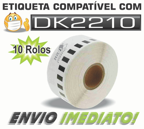 10 Rolos Dk 2210 Etiqueta Compatível Dk2210 + Frete Grátis