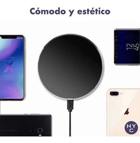 Cargador Genérica 10W Wireless micro-usb inalámbrico con cable carga rápida negro