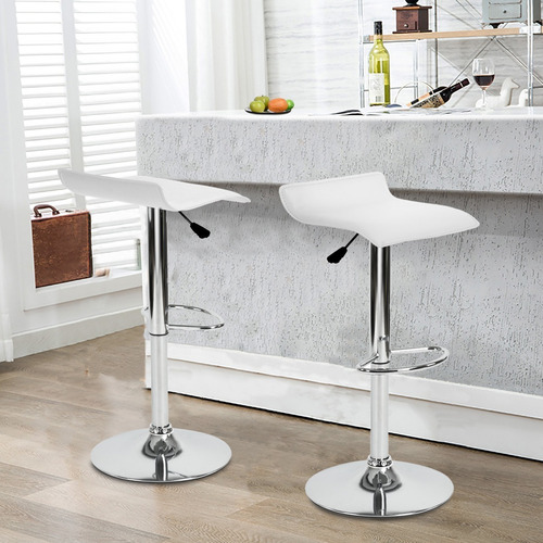 2 Piezas Taburetes De Bar Moderno Altura Regulable Blanco