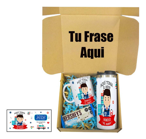 Caja Kit Taza Y Termo, El Mejor Paramedico, Para Regalo