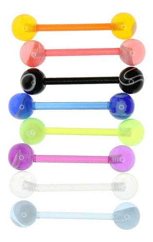 8 Piezas Surtido Color Acrílico Barbell Ball Nipplering