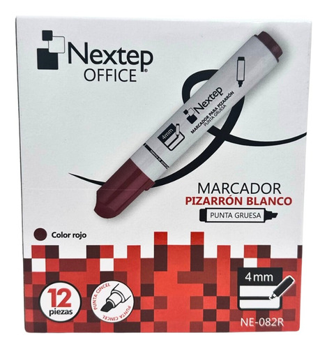 Marcador Pizarron Blanco Nextep Color Rojo C12 Pzas Ne-0 /vc