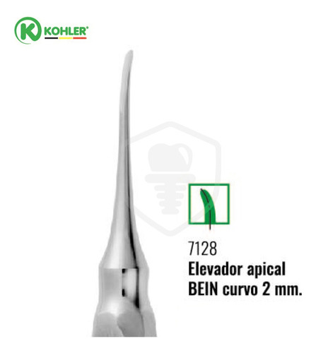 Elevador Apical Bein Curvo 2mm 7128 Kohler Odontología