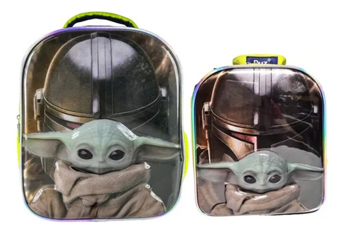 Mochila Y Lonchera Mandalorian Baby Yoda Ruz Original Kinder Preescolar