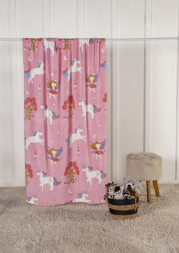 Coberta Manta Casal Brilha No Escuro Infantil Microfibra Cor Unicornio
