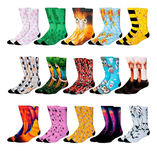 Imagem 6 de 10 de Kit Meias Divertidas - 1000 Estampas Disponíveis (3 Pares)