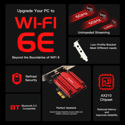 Tarjeta Wifi 6e/bluetooth 5.3 Alta Velocidad De Conexión.