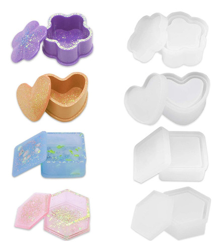 4 Piezas Molde De Silicona De Resina Para Hacer Joyero Diy