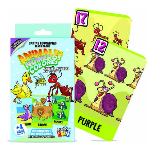 Juego De Cartas Educativas Animales Numeros Y Colores