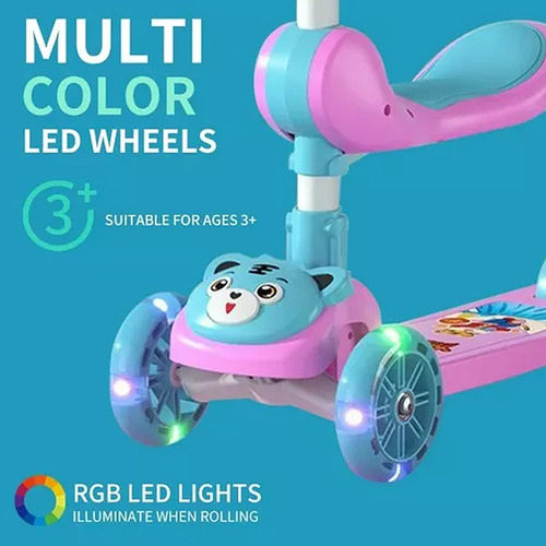Scooter Plegable Con Asiento Regalo Ideal Para Niñas Azul Scooter