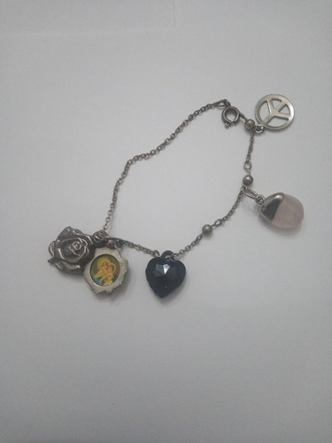 Pulsera Con Dijes Virgen Paz Corazón (cu8)