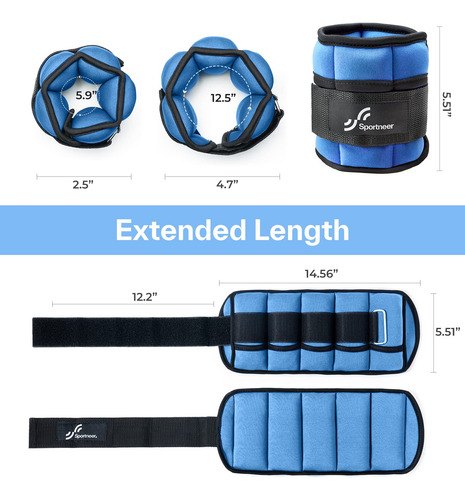 Tobillera Con Peso Ajustable Para Ejercicio De Neopreno Azul Azul