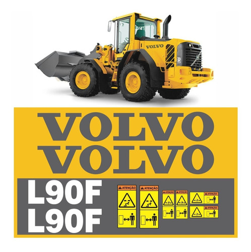 Kit Adesivos Pá Carregadeira Compatível Com Volvo L90f L 90f Cor ADESIVO EMBLEMA GRÁFICO L 90F