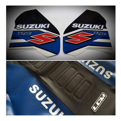 Kit Gráfica + Funda De Asiento Ultra Grip Suzuki Dr350 Azul