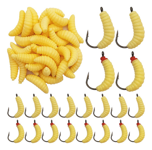 Gusanos De Goma 20 Piezas 30 Piezas De Gusano De Pan Amarillo (ganchos/50 Piezas)