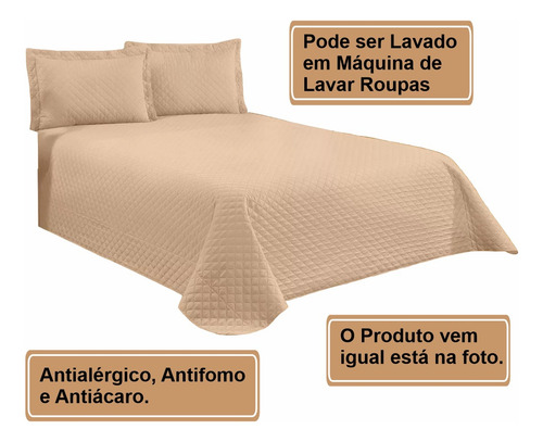 Kit Colcha Cobre Leito Casal Queen Matelado 3 Peças Cinza Cor Avela Lisa