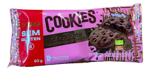 Cookies Sem Glutén Sabor Chocolate Com Gotas 60g - Vitao
