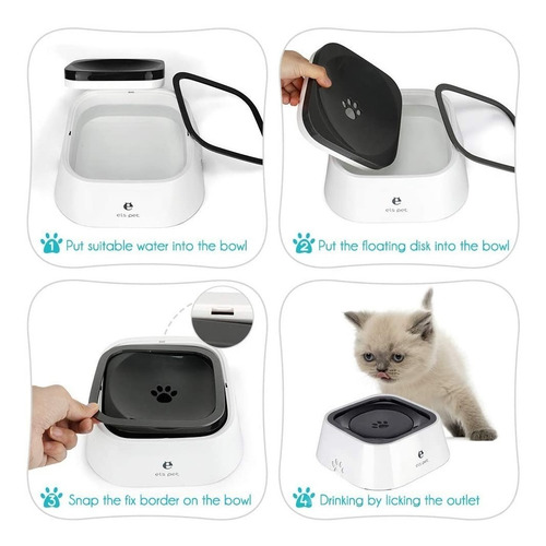 Bebedero De Agua Para Perro Y Gato Fuente Antiderrame Negro