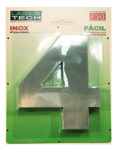 Números Inox (algarismos) - Para Fachadas - 15cm - (nº 4)