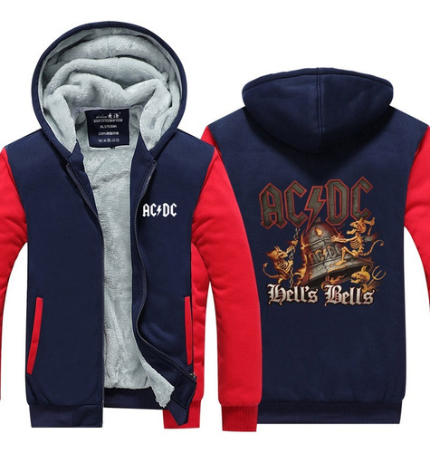 Chamarra Con Estampado De La Banda Ac/dc Con Capucha Y Crema