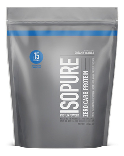 Suplemento en polvo Isopure  Zero Carb proteína sabor creamy vanilla en sachet de 454g