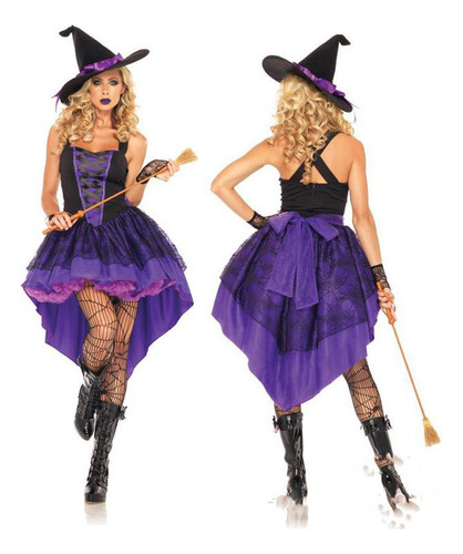Disfraz De Bruja Cola De Golondrina Morada Para Halloween