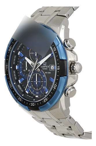Reloj Casio Edifice Efr 539d 1a2 Acero Hombre 10 Bar Presión Plateado Azul/negro Negro