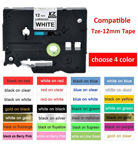 4 Colores Al Azar Elegir Para Brother P-touch Tze-231 Cinta