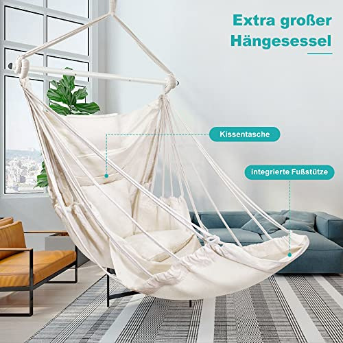 Outerman Silla Hamaca, Silla Colgante Con 3 Cojines Y Soport