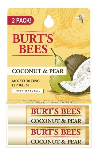 Bálsamo Labial Burt's Bees Coco Y Pera 4.25 G Pack 2