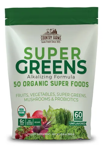Mezcla De Bebidas Super Greens Country Farms, 900 G, 60 Porc
