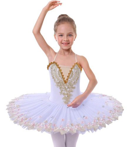 A-- Maillot De Ballet Para Niñas Con Plato, Tutú Profesional