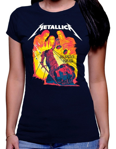 Camiseta Premium Dtg Dama Metallica And Justice For All 