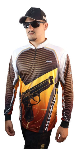 Imagem 2 de 7 de Camisa Tiro Esportivo Brk Atirador Laranja Com Fpu 50+