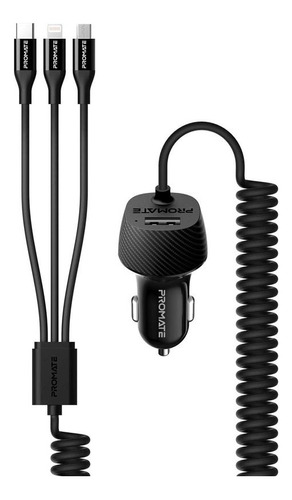 Cargador Auto 3.4a C/ Cable Micro Usb-c Promate Voltrip-uni