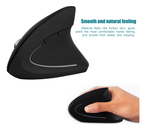 Mouse Vertical Para Jogos Preto 1600dpi