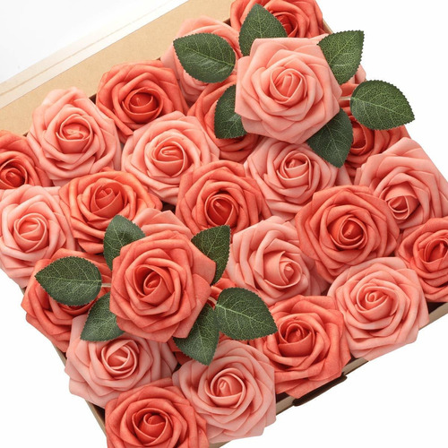 Derblue 60pcs Rosas Artificiales Flores De Aspecto Real Rosa