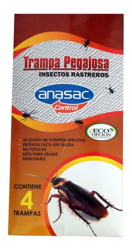 Trampa Pegajosa Cucarachas X 4 Unidades Anasac