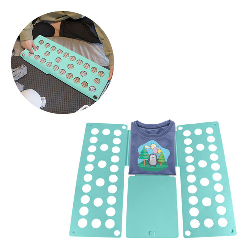 Tabla Doblador Plegable Manual Para Ordenar Camisetas DILER Tablero De Plástico Organizador De Ropa Infantil Para Lavandería Compacta Color Menta