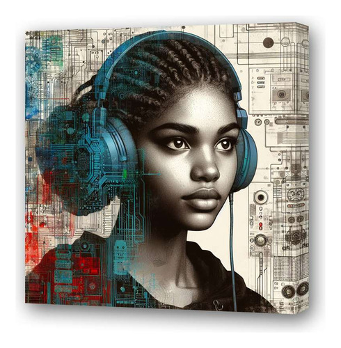 Cuadro 45x45cm Mujer Africana Digital Programacion M3