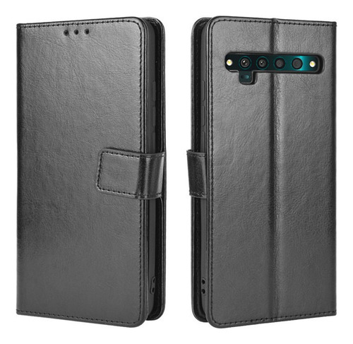 Funda De Anticaída For Tcl 10 Pro Cuero Flip Billetera