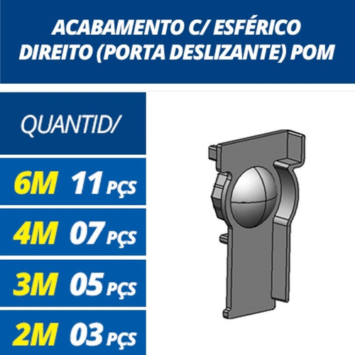 Imagem 1 de 1 de Acabamento C/esférico Direito (porta Deslizante) Al - 2uni