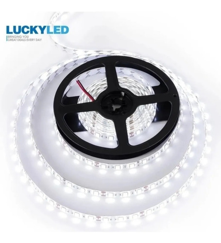 Imagen 2 de 5 de Cinta Luz Led Blanco Frio Adhesivas 12v + Adaptador 220 5mt