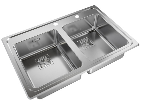 Imagen 2 de 5 de Bacha Cocina Doble 1 Agujero Pileta Johnson Quadra Q084ad Agujero Dosificador