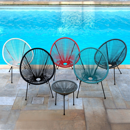 Silla D Mimbre C/ Acero Acapulco Moderna Interior /exterior