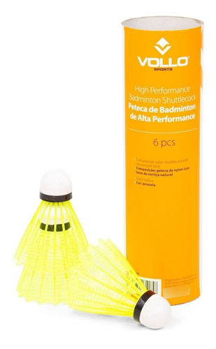 Peteca Badminton Tubo Com 6 Petecas Alta Performance Vollo