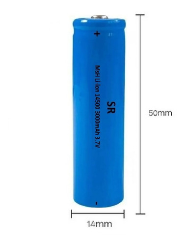 Imagem 2 de 2 de Kit 2 Bateria Recarregável Li-ion 14500 3.7v Lanterna Led