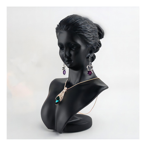 Soporte para joyas con forma de busto negro, soporte para joyas con forma de busto